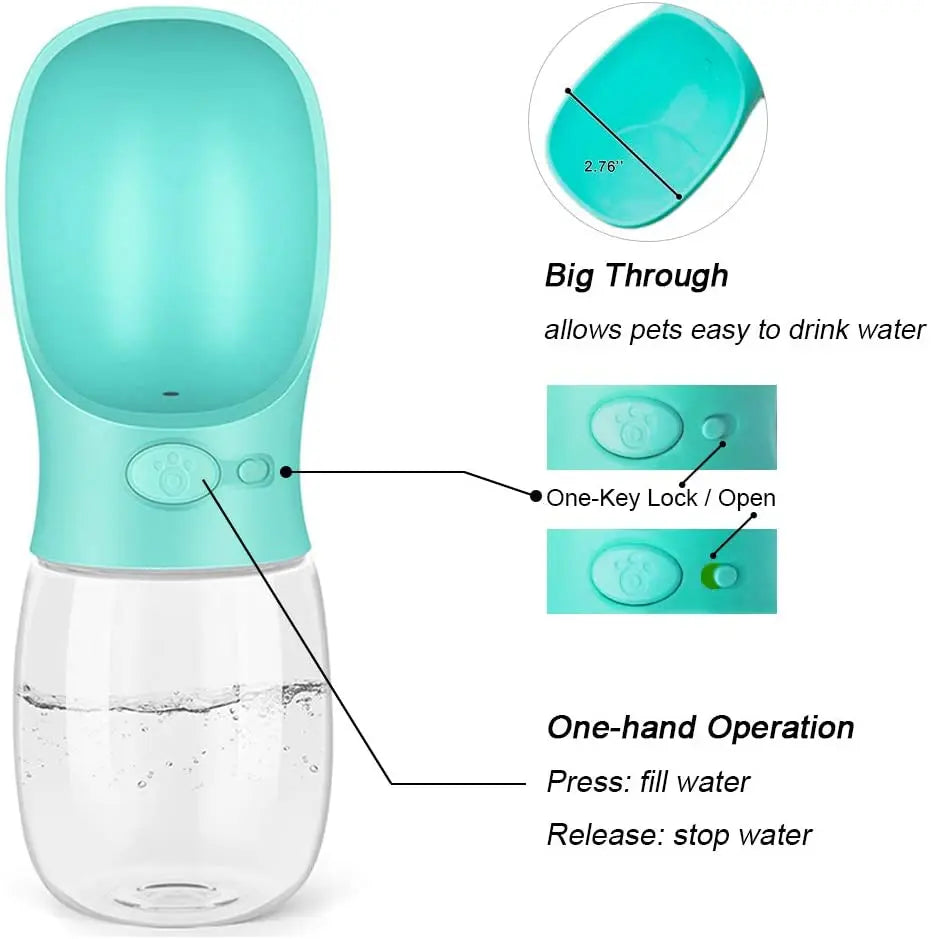 Portable Dog Water Bottle – Outdoor Travel Pet Water Dispenser with Bowl, Leak-Proof Design, Food-Grade Plastic, 350ml/550ml