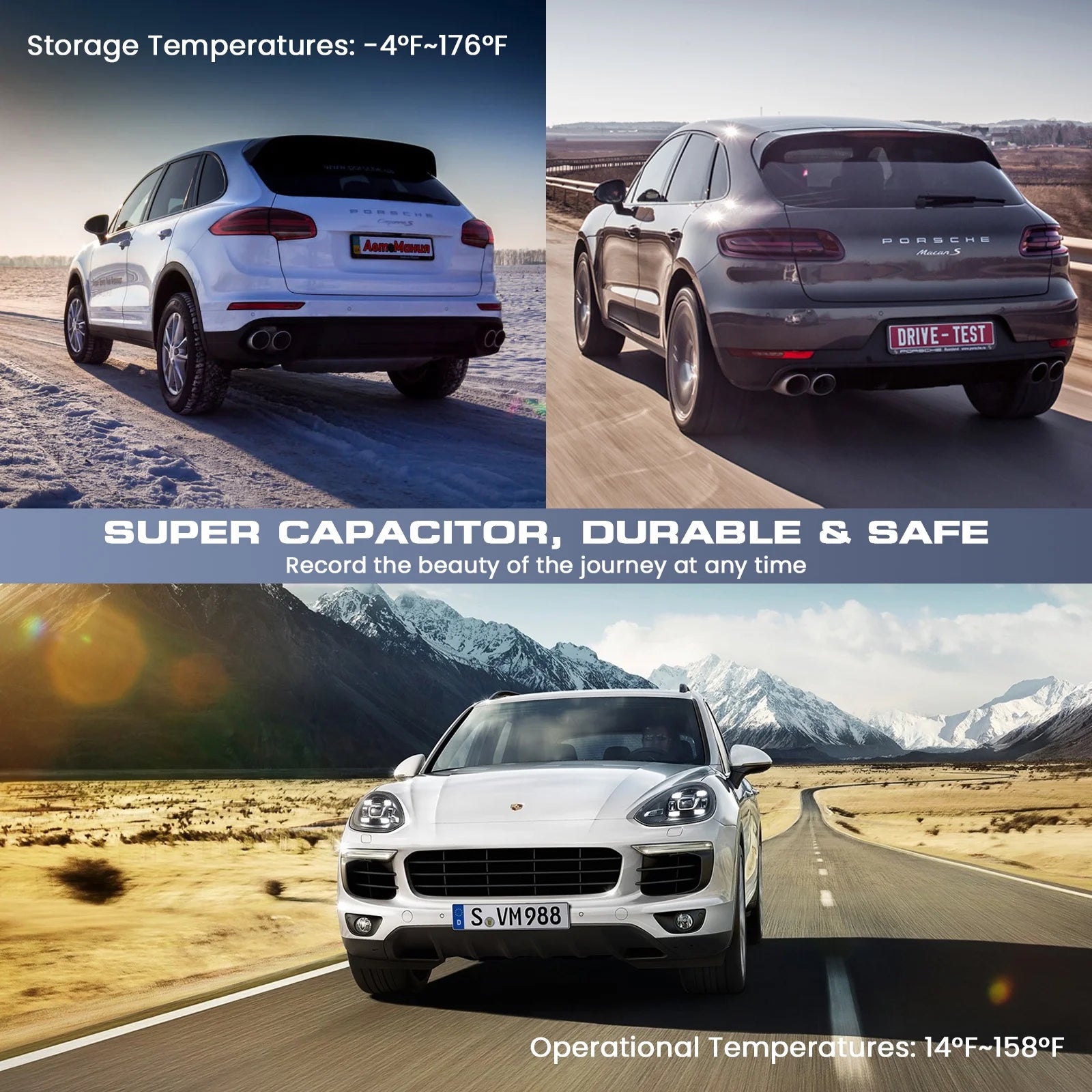 3-Channel 4K Dash Cam with Wi-Fi & GPS – Front, Inside & Rear Car Camera with Night Vision, 3.16” IPS Touchscreen, 24H Parking Mode, WDR, Type-C, Backup Camera & 64GB SD Card Included