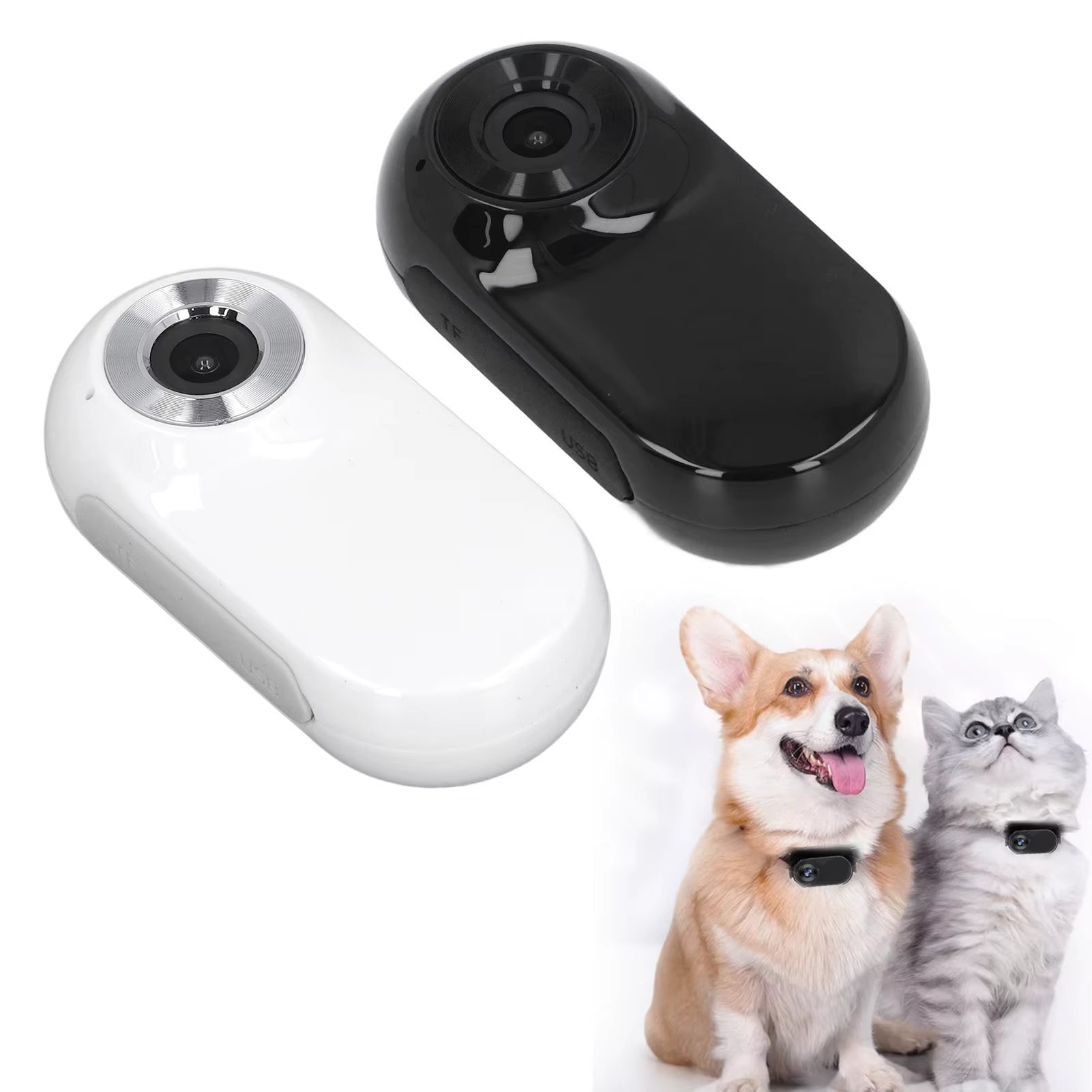 Pet Collar Camera with 120° Wide-Angle Lens – HD Video & Photo Recording, OTG Phone Connection, Adjustable Collar & Magnetic Clip