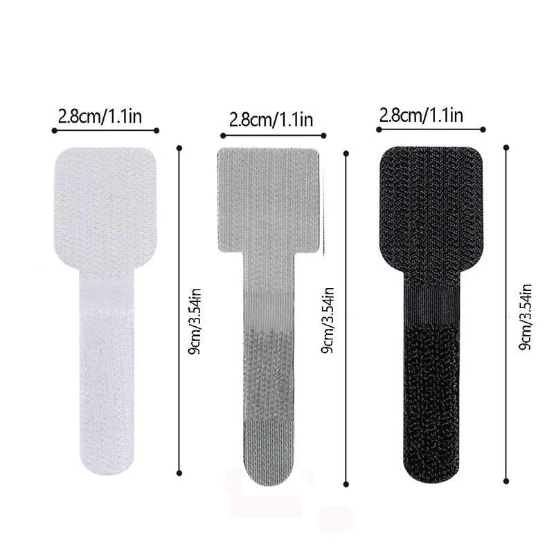 10Pcs Self-Adhesive Velcro Cable Ties – Reusable Nylon Wire Organizers for Home & Office 