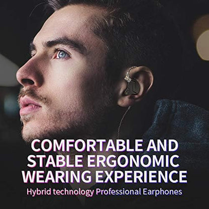 KZ ZSN Pro Hybrid Dual Driver Earphones – 1BA+1DD HiFi In-Ear Monitors with Detachable 2-Pin Cable, Noise Isolation, Zinc Alloy Faceplate (Black, No Mic)