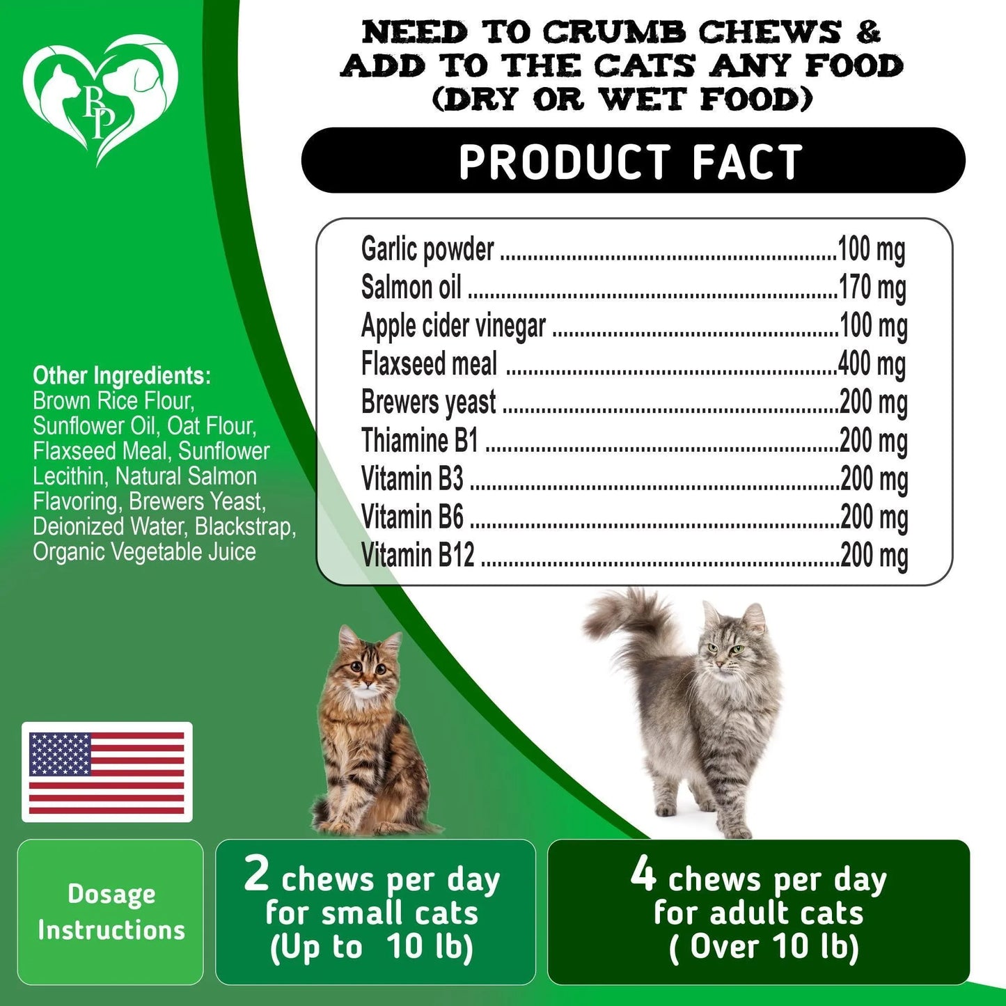 Natural Flea & Tick Prevention Chews for Cats – Salmon Flavor, Vet-Formulated Daily Protection