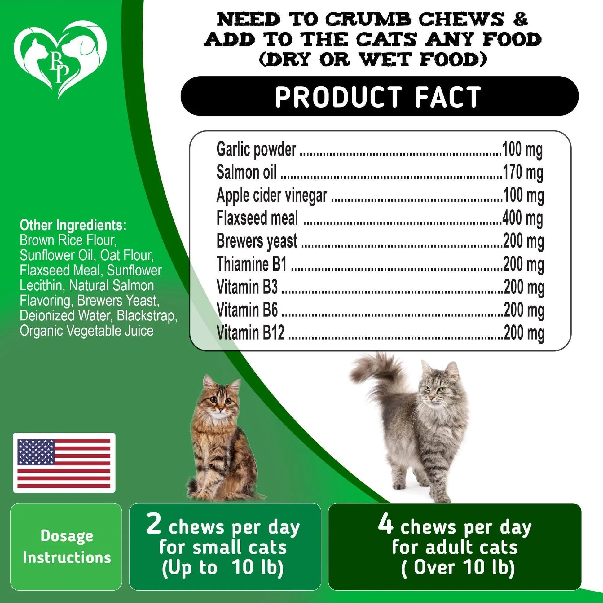 Natural Flea & Tick Prevention Chews for Cats – Salmon Flavor, Vet-Formulated Daily Protection