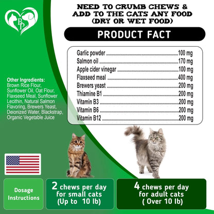 Natural Flea & Tick Prevention Chews for Cats – Salmon Flavor, Vet-Formulated Daily Protection