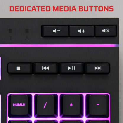 HyperX Núcleo de aleación RGB LED Xbox PlayStation PC Gaming Teclado de tamaño completo retroiluminado con cable táctil anti-fantasma, teclas silenciosas silenciosas, diseño inglés, marco duradero para configuración de computadora gamer, color negro