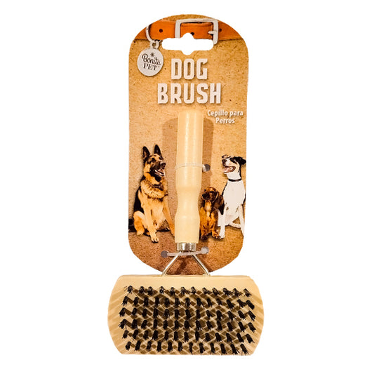 Cepillo para Perros Dog Brush Doble Cara con Mango de Madera