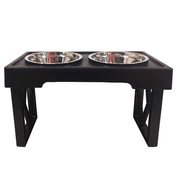 Plato Alto Doble para Mascotas con Recipientes de Acero Inoxidable